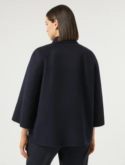 New Marina Rinaldi Double-faced wool and cashmere jacket MIDNIGHTBLUE