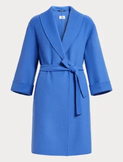 Clearance Marina Rinaldi Double-faced wool and cashmere coat CHINABLUE