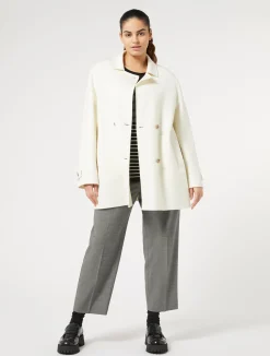 New Marina Rinaldi Double-faced wool and cashmere coat WHITE