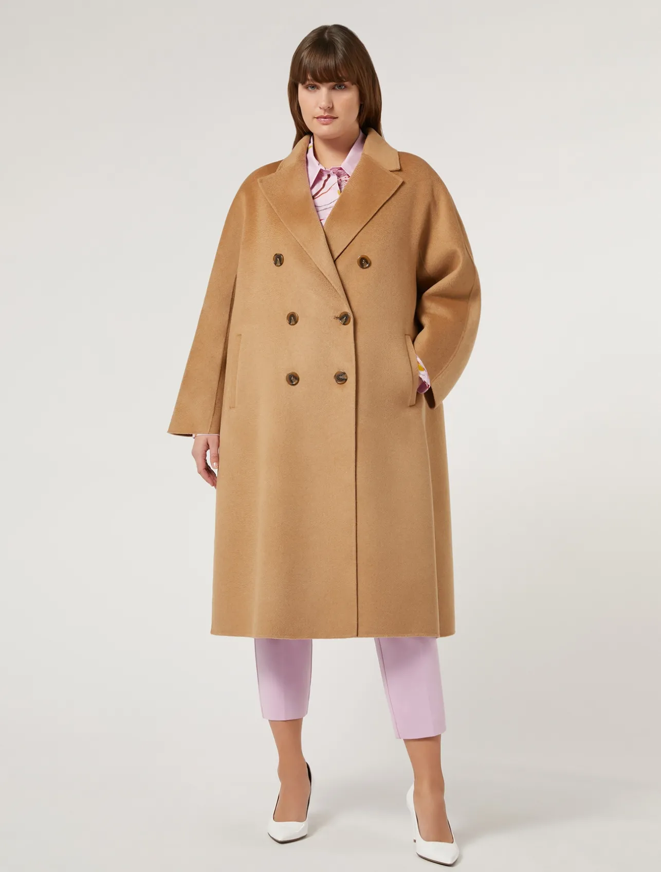 Sale Marina Rinaldi Double-faced wool coat CAMEL