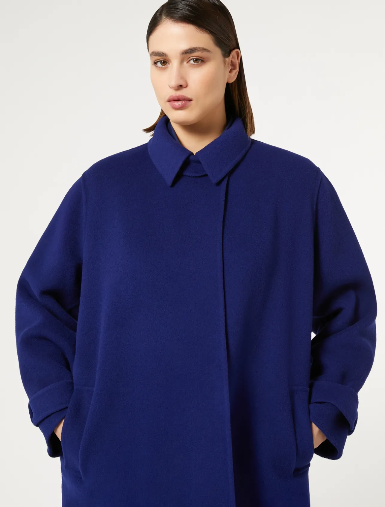 Outlet Marina Rinaldi Double-faced wool coat CHINABLUE