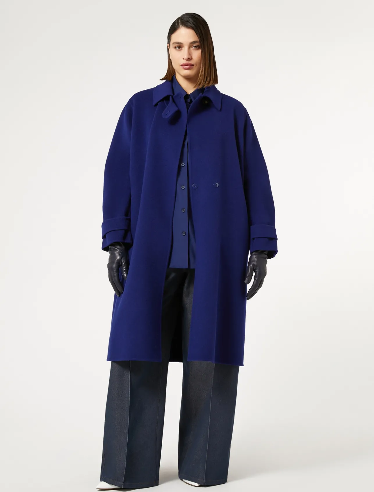 Outlet Marina Rinaldi Double-faced wool coat CHINABLUE