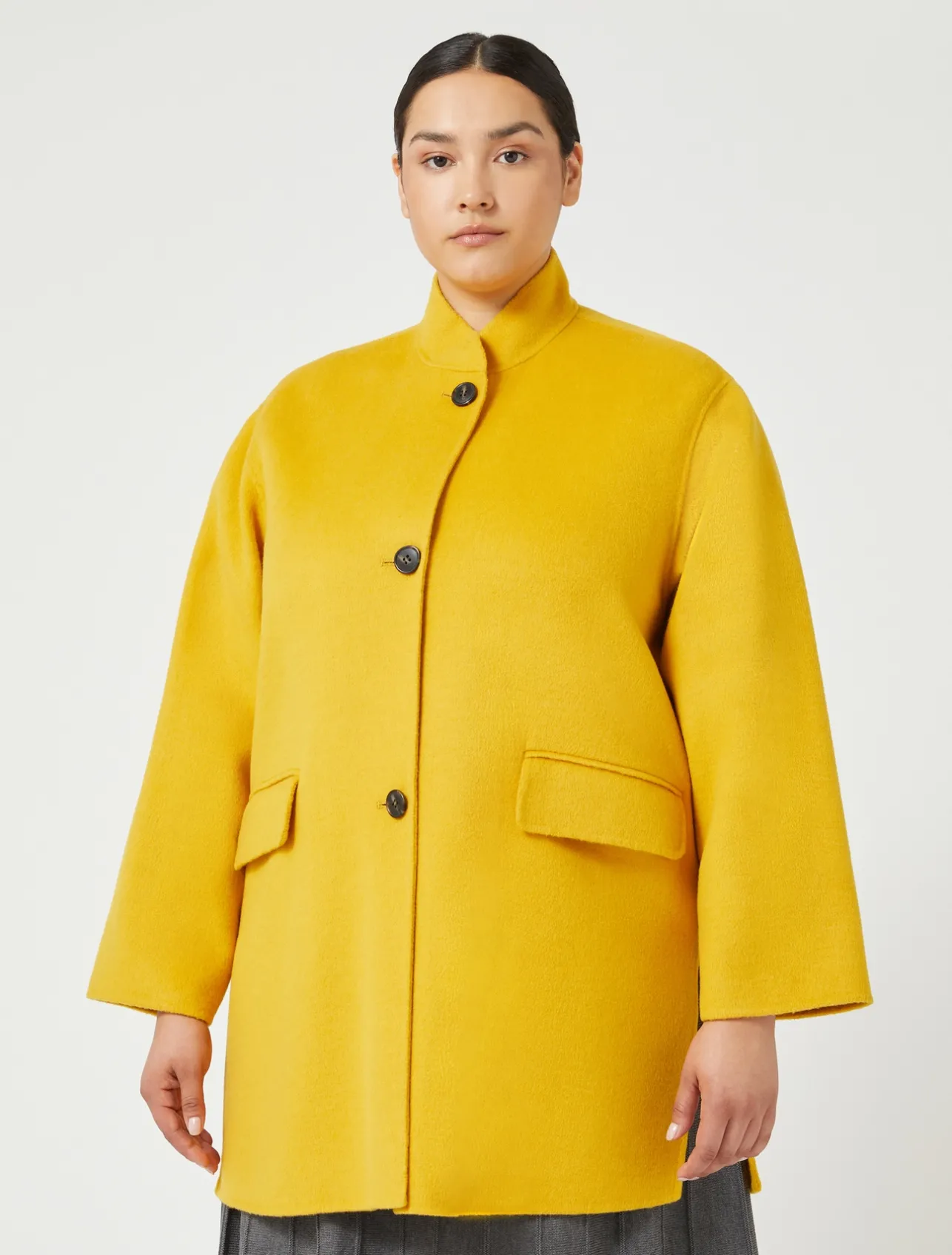 Clearance Marina Rinaldi Double-faced wool heavy jacket MUSTARD