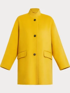 Clearance Marina Rinaldi Double-faced wool heavy jacket MUSTARD