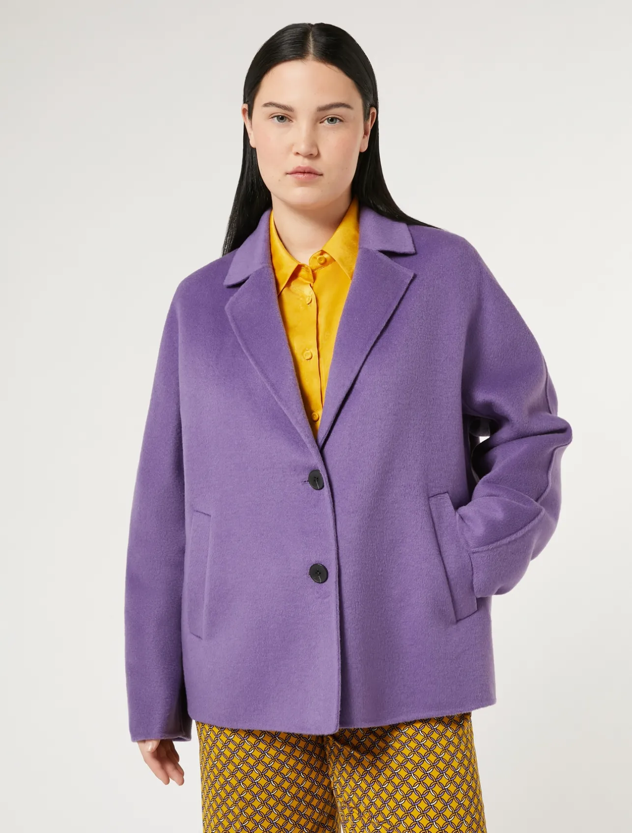 Clearance Marina Rinaldi Double-faced wool pea coat PURPLE