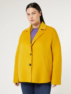 Fashion Marina Rinaldi Double-faced wool pea coat MUSTARD