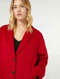 Online Marina Rinaldi Double-faced wool pea coat RED
