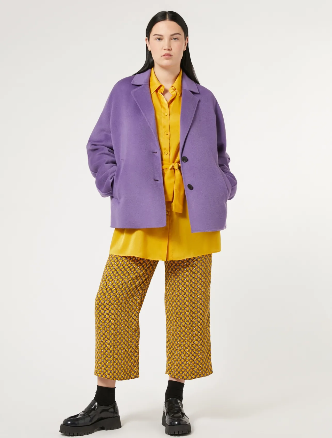 Clearance Marina Rinaldi Double-faced wool pea coat PURPLE