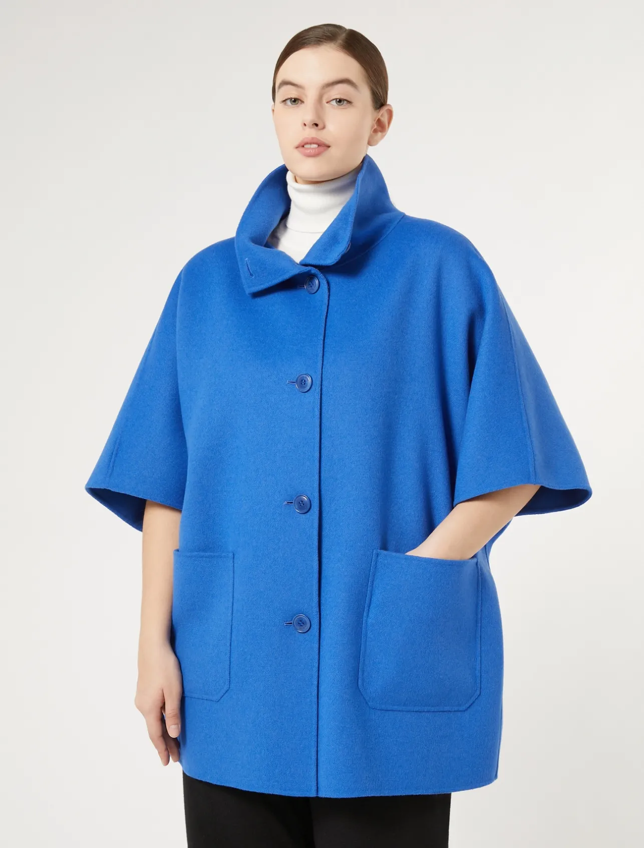 Fashion Marina Rinaldi Double-faced wool-blend cape NAVY