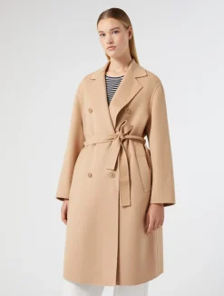 Discount Marina Rinaldi Double-faced wool-blend coat CAMEL