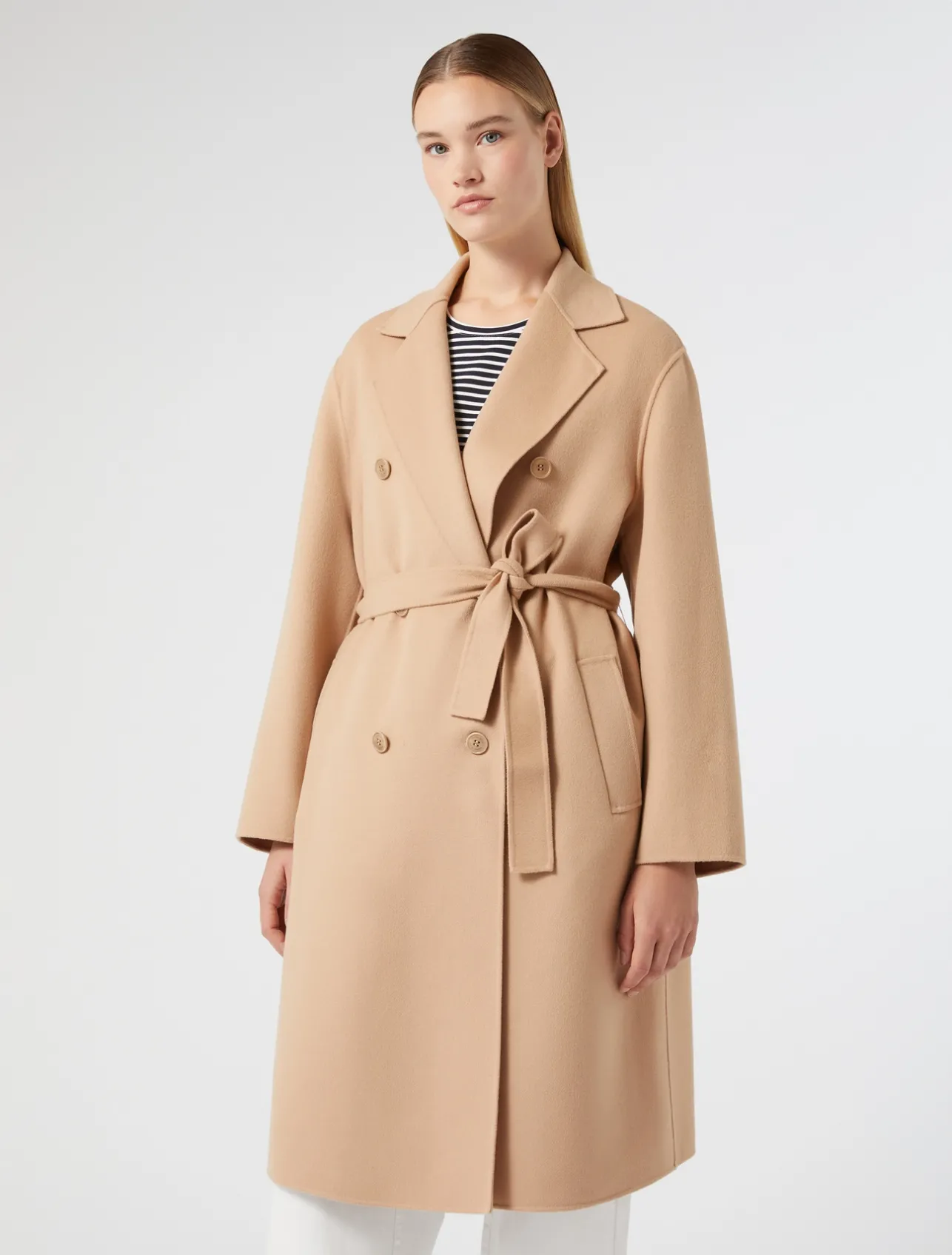Discount Marina Rinaldi Double-faced wool-blend coat CAMEL