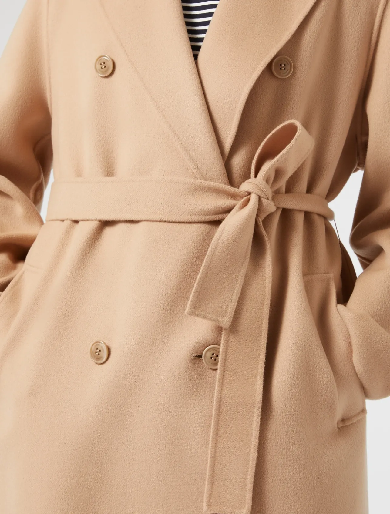Discount Marina Rinaldi Double-faced wool-blend coat CAMEL