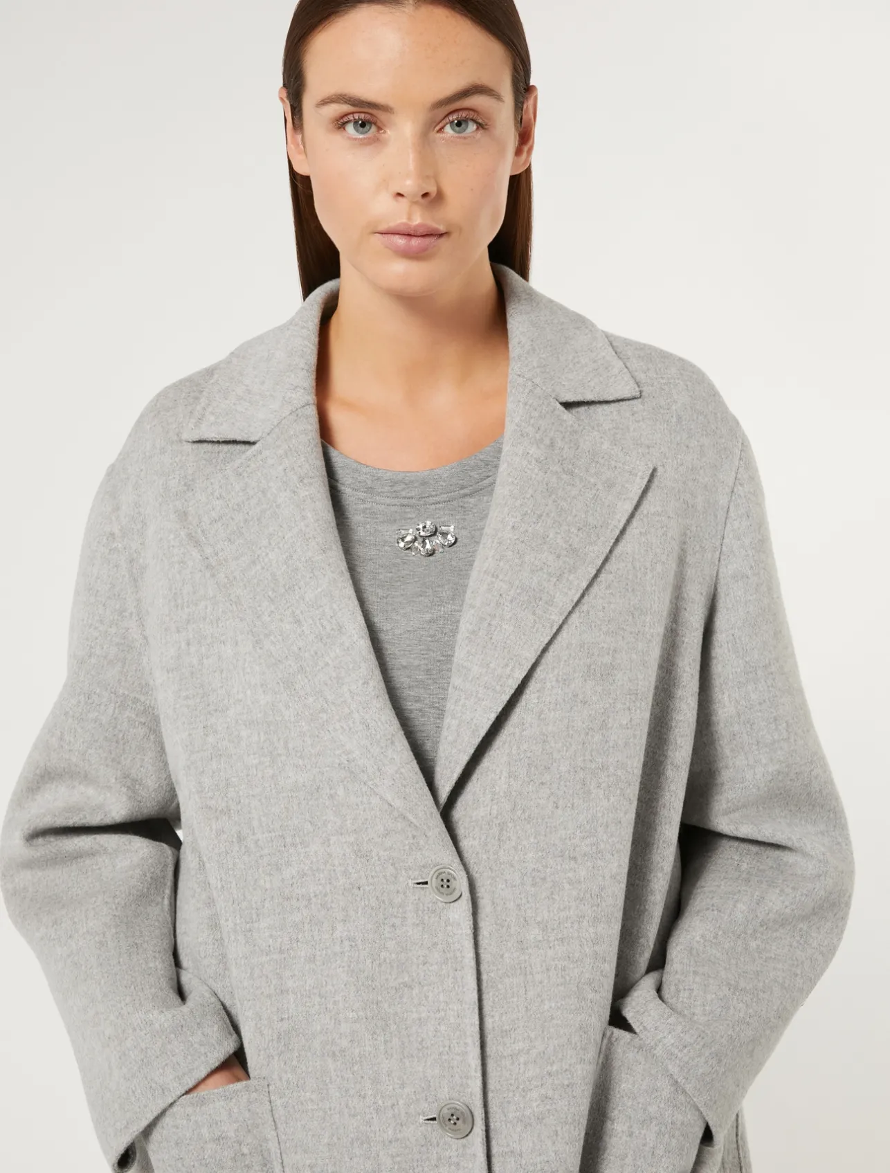 Best Marina Rinaldi Double-faced wool-blend coat MEDIUMGREY