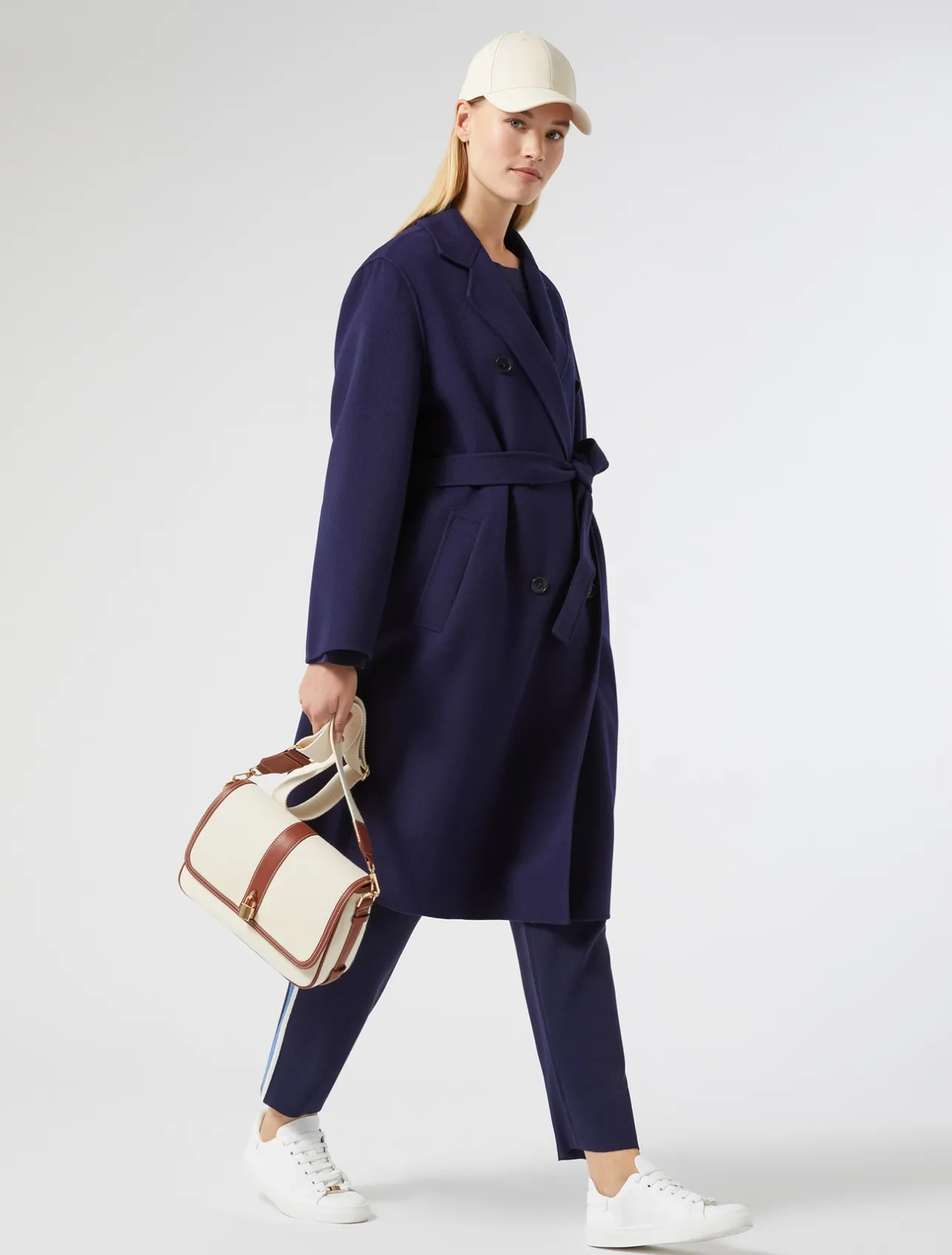 Best Marina Rinaldi Double-faced wool-blend coat NAVY