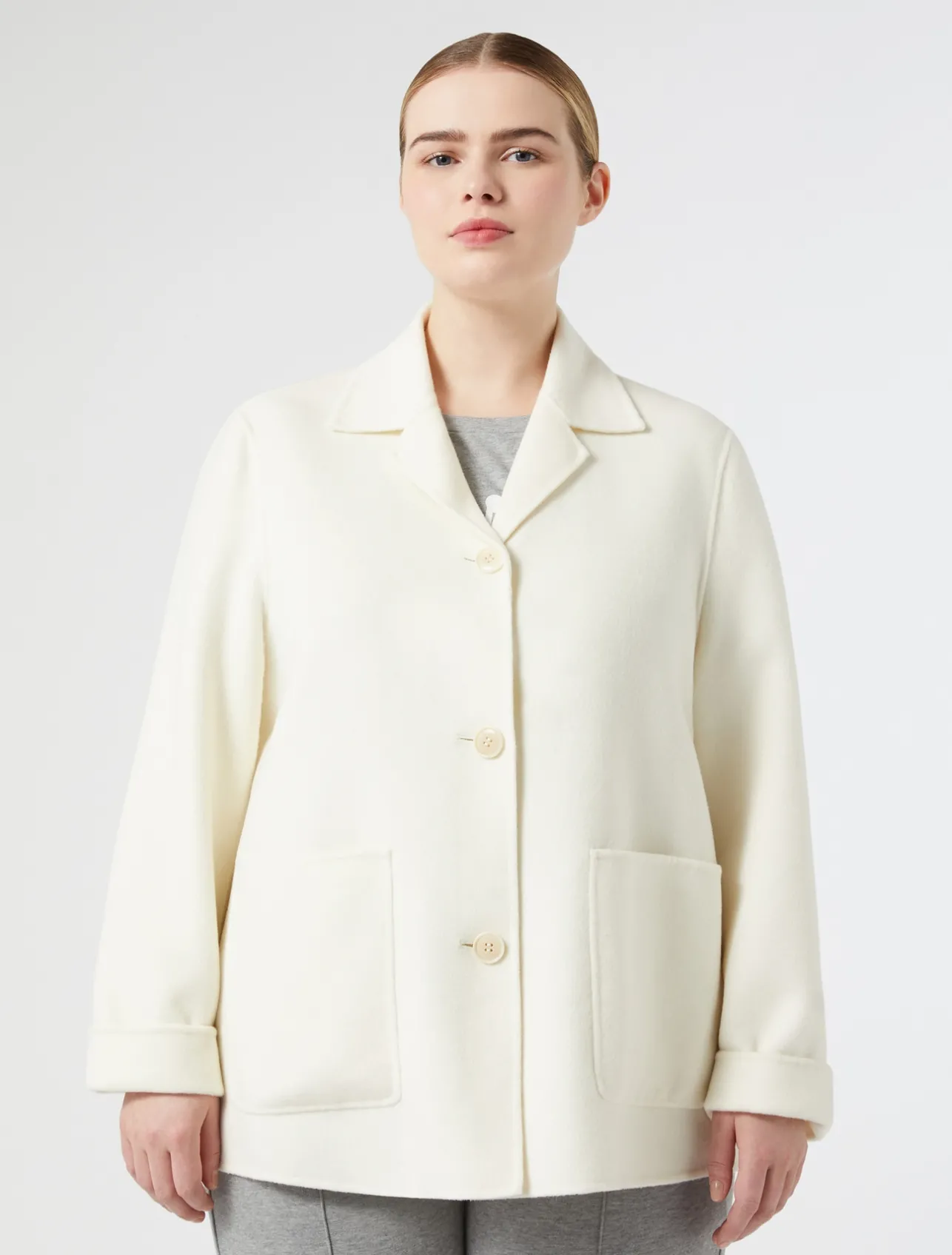 Hot Marina Rinaldi Double-faced wool-blend jacket IVORY