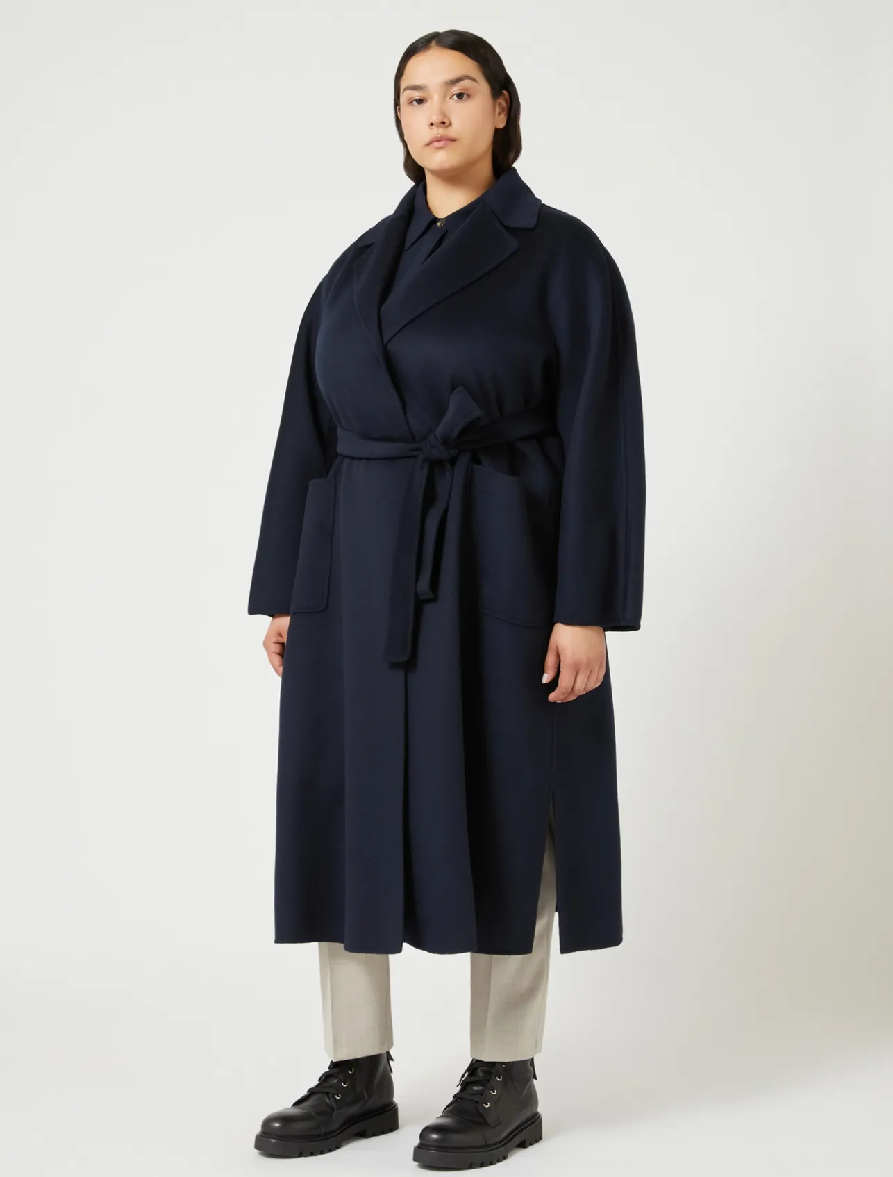 Fashion Marina Rinaldi Double-sided pure wool coat ULTRAMARINE