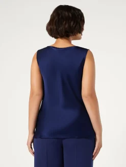 Sale Marina Rinaldi Draped satin top INK