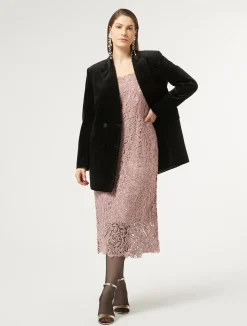 Sale Marina Rinaldi Dress with macramé embroidery POWDER