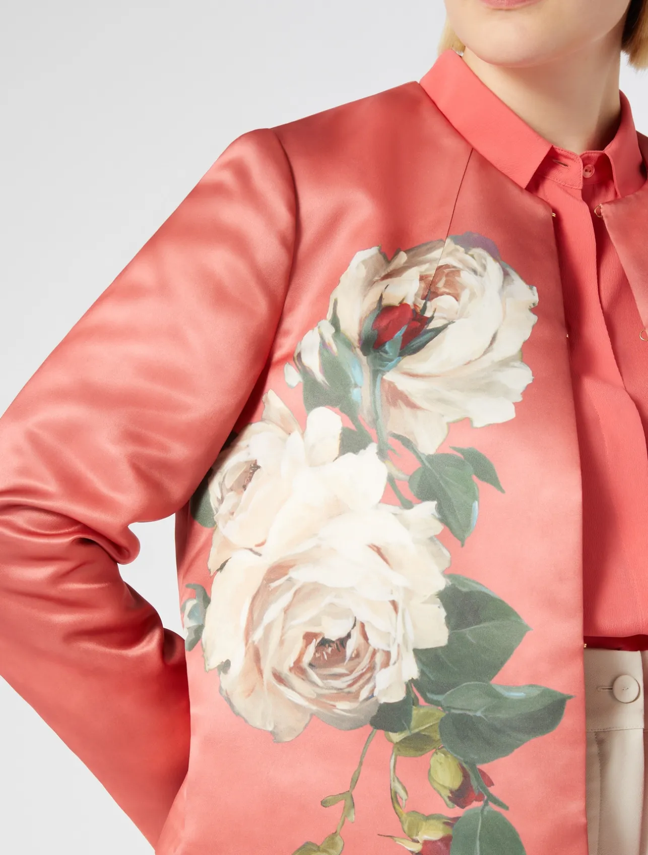 New Marina Rinaldi Duchess satin jacket CORAL