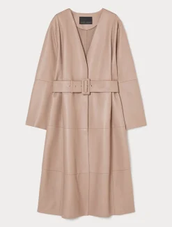 Clearance Marina Rinaldi Duster coat in nappa leather and jersey BROWNNUDE