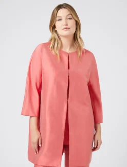 Outlet Marina Rinaldi Duster coat in silk shantung RED