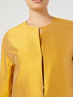 Outlet Marina Rinaldi Duster coat in silk shantung GOLD