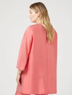 Outlet Marina Rinaldi Duster coat in silk shantung RED