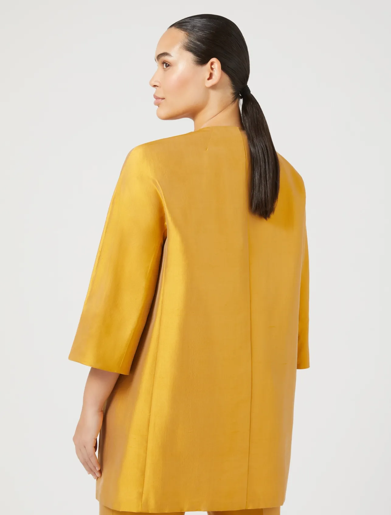 Outlet Marina Rinaldi Duster coat in silk shantung GOLD