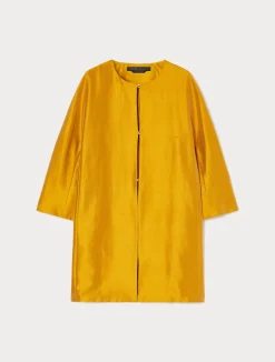 Outlet Marina Rinaldi Duster coat in silk shantung GOLD