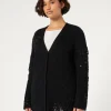 Sale Marina Rinaldi Embroidered cotton cardigan BLACK