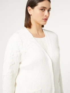 Clearance Marina Rinaldi Embroidered cotton cardigan OPTICALWHITE