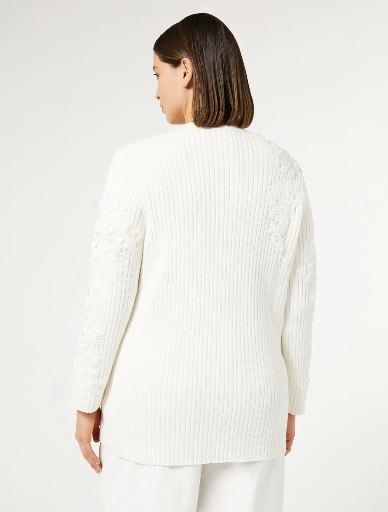 Clearance Marina Rinaldi Embroidered cotton cardigan OPTICALWHITE