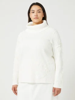 Outlet Marina Rinaldi Embroidered cotton jumper OPTICALWHITE