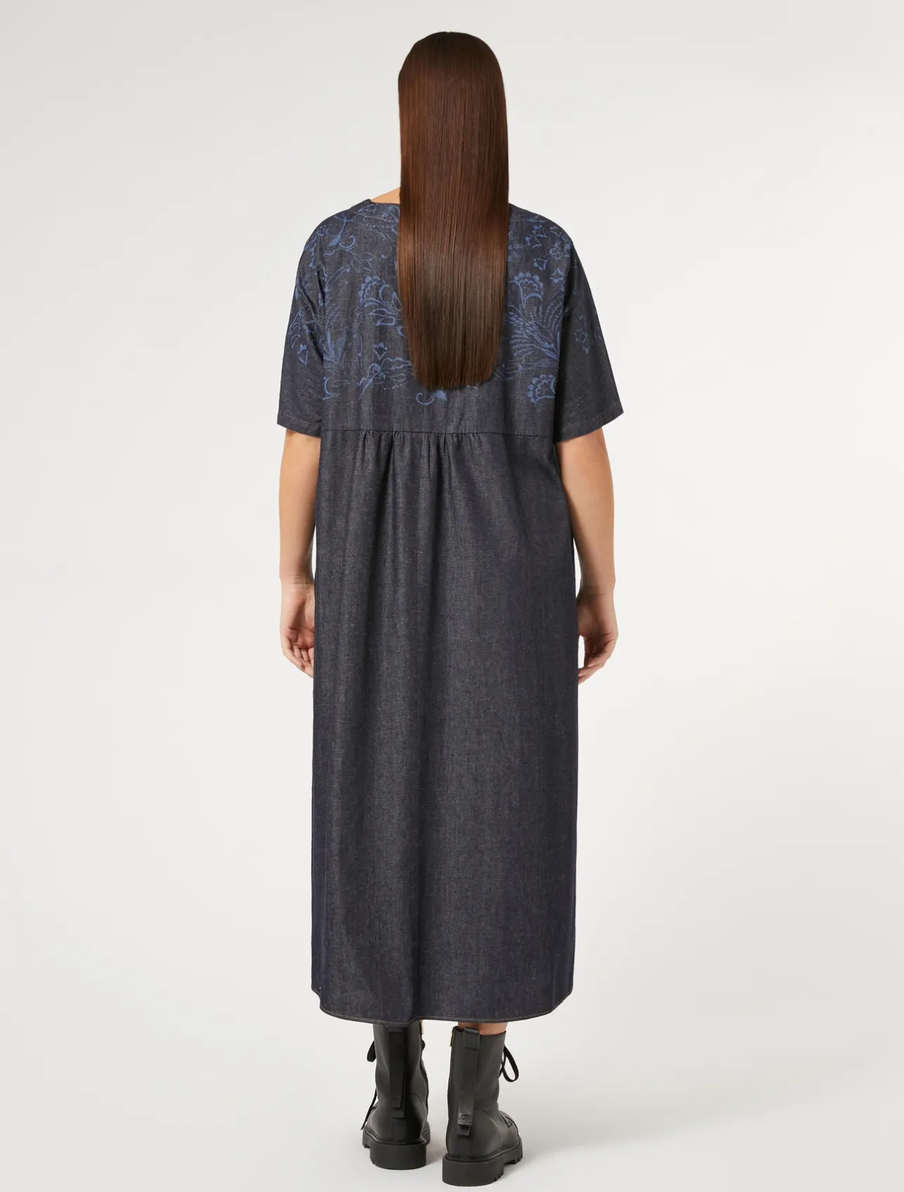 Hot Marina Rinaldi Embroidered denim dress NAVY