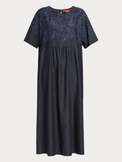 Hot Marina Rinaldi Embroidered denim dress NAVY