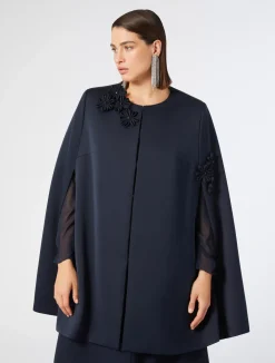 New Marina Rinaldi Embroidered duchesse cape MIDNIGHTBLUE