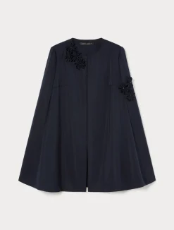 New Marina Rinaldi Embroidered duchesse cape MIDNIGHTBLUE