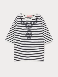 Outlet Marina Rinaldi Embroidered jersey sweatshirt IVORY
