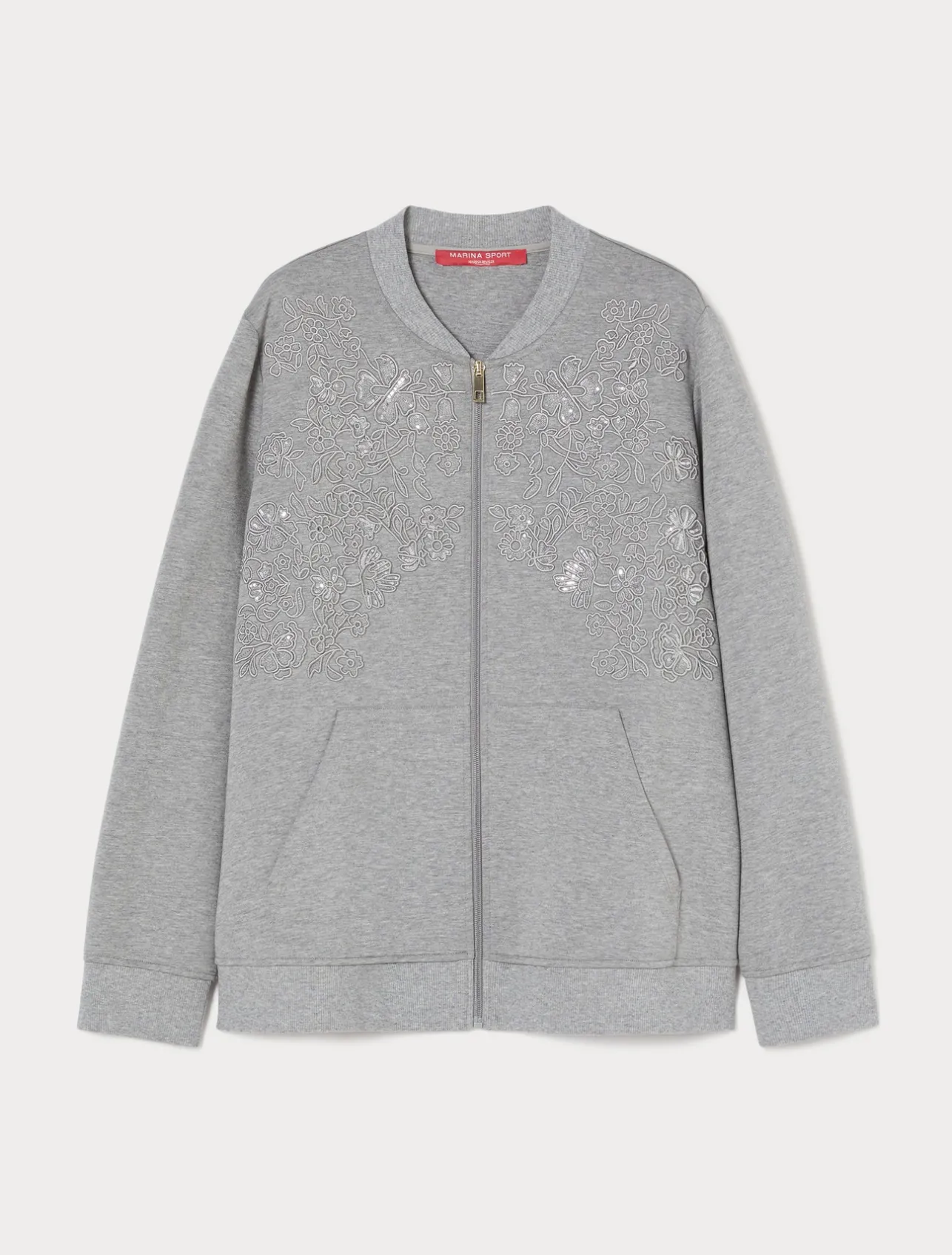 Sale Marina Rinaldi Embroidered jersey sweatshirt LIGHTGREY