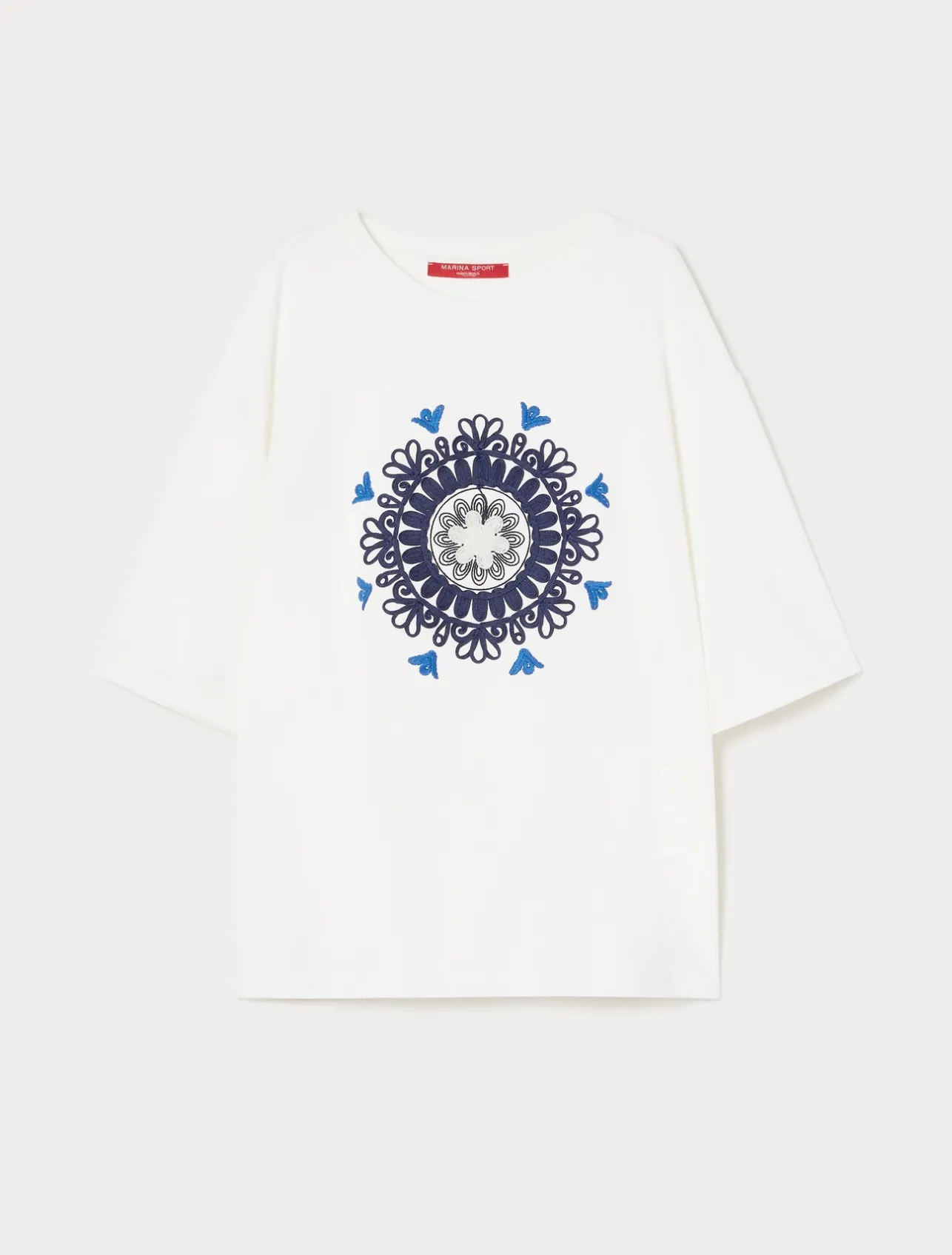 Discount Marina Rinaldi Embroidered jersey sweatshirt IVORY