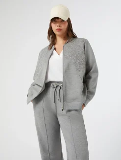 Sale Marina Rinaldi Embroidered jersey sweatshirt LIGHTGREY