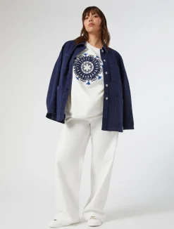Discount Marina Rinaldi Embroidered jersey sweatshirt IVORY