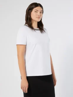 Hot Marina Rinaldi Embroidered jersey T-shirt OPTICALWHITE