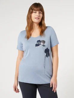 Best Marina Rinaldi Embroidered jersey T-shirt LIGHTBLUE