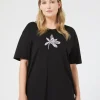 Best Marina Rinaldi Embroidered jersey T-shirt BLACK