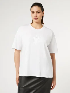 Best Marina Rinaldi Embroidered jersey T-shirt OPTICALWHITE