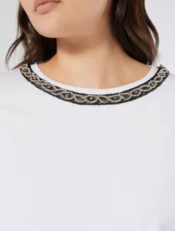 Hot Marina Rinaldi Embroidered jersey T-shirt OPTICALWHITE