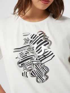 Discount Marina Rinaldi Embroidered jersey T-shirt WHITE