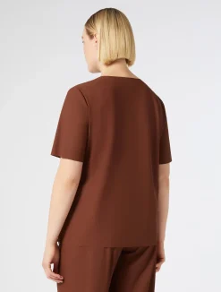 Discount Marina Rinaldi Embroidered jersey T-shirt COPPER