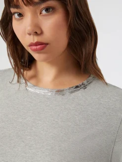 New Marina Rinaldi Embroidered jersey T-shirt MEDIUMGREY